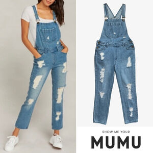 Show Me your Mumu Blue Alma Overalls Sz XS